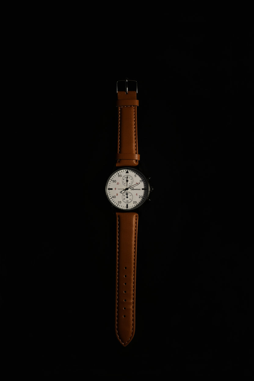 Desert Field Aviation Watch – Black Case Tan Leather Strap