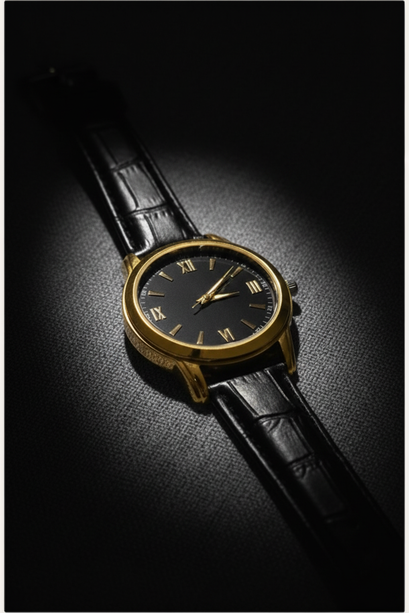 Aurelian Dusk Gold Watch – Roman Numeral Leather Strap
