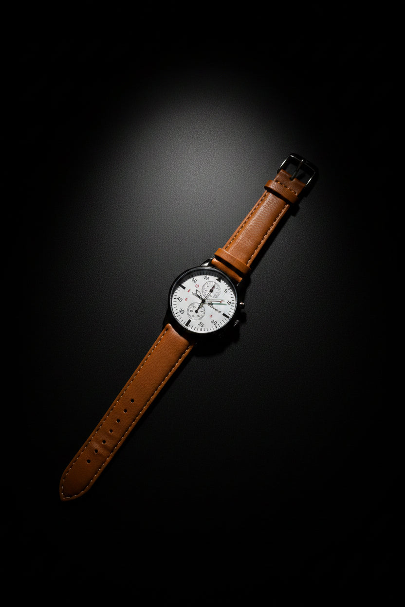 Desert Field Aviation Watch – Black Case Tan Leather Strap
