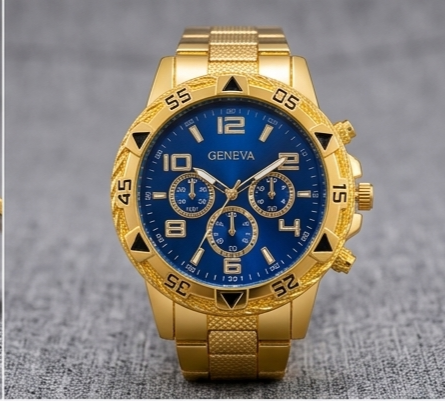 Golden Navigator Gold Watch – Blue Dial Geneva Quartz