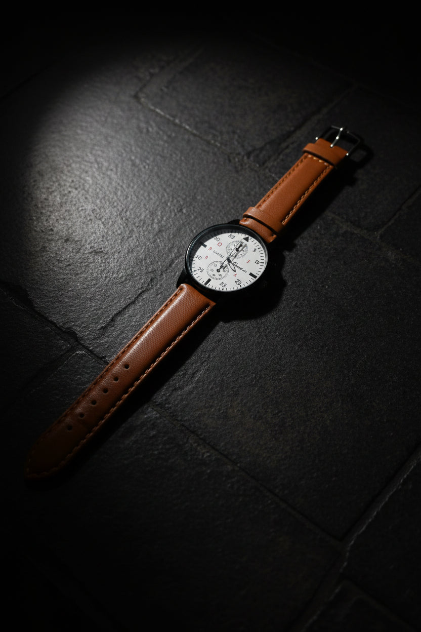 Desert Field Aviation Watch – Black Case Tan Leather Strap