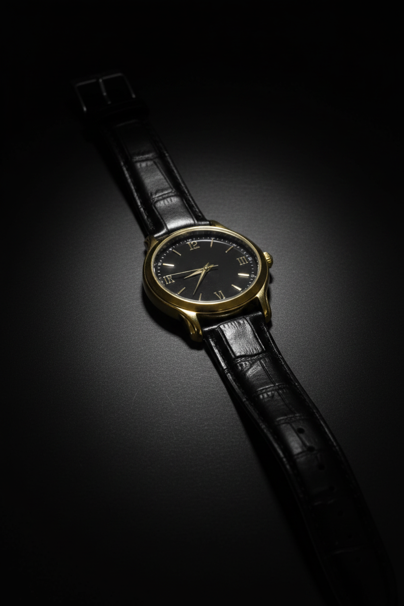 Aurelian Dusk Gold Watch – Roman Numeral Leather Strap
