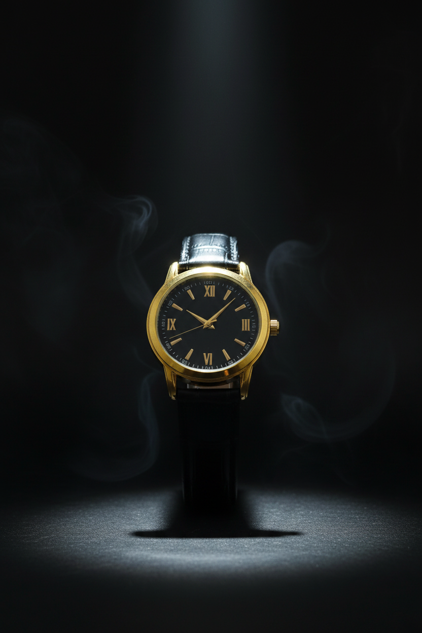 Aurelian Dusk Gold Watch – Roman Numeral Leather Strap